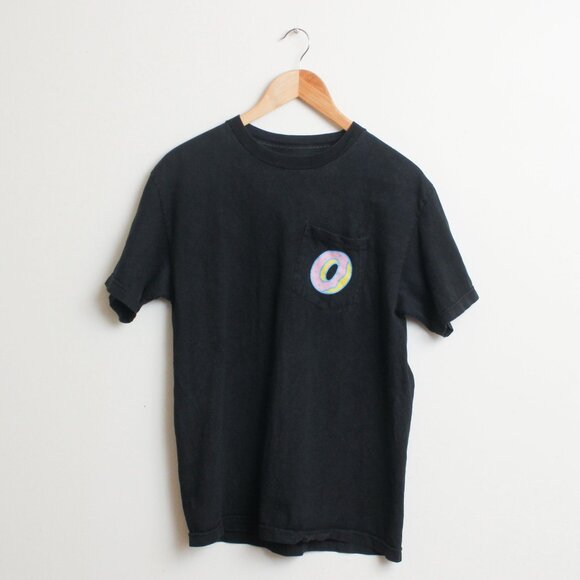 Odd Future Shirt Mens Medium Black Donut Logo Pocket Tee - Picture 1 of 5